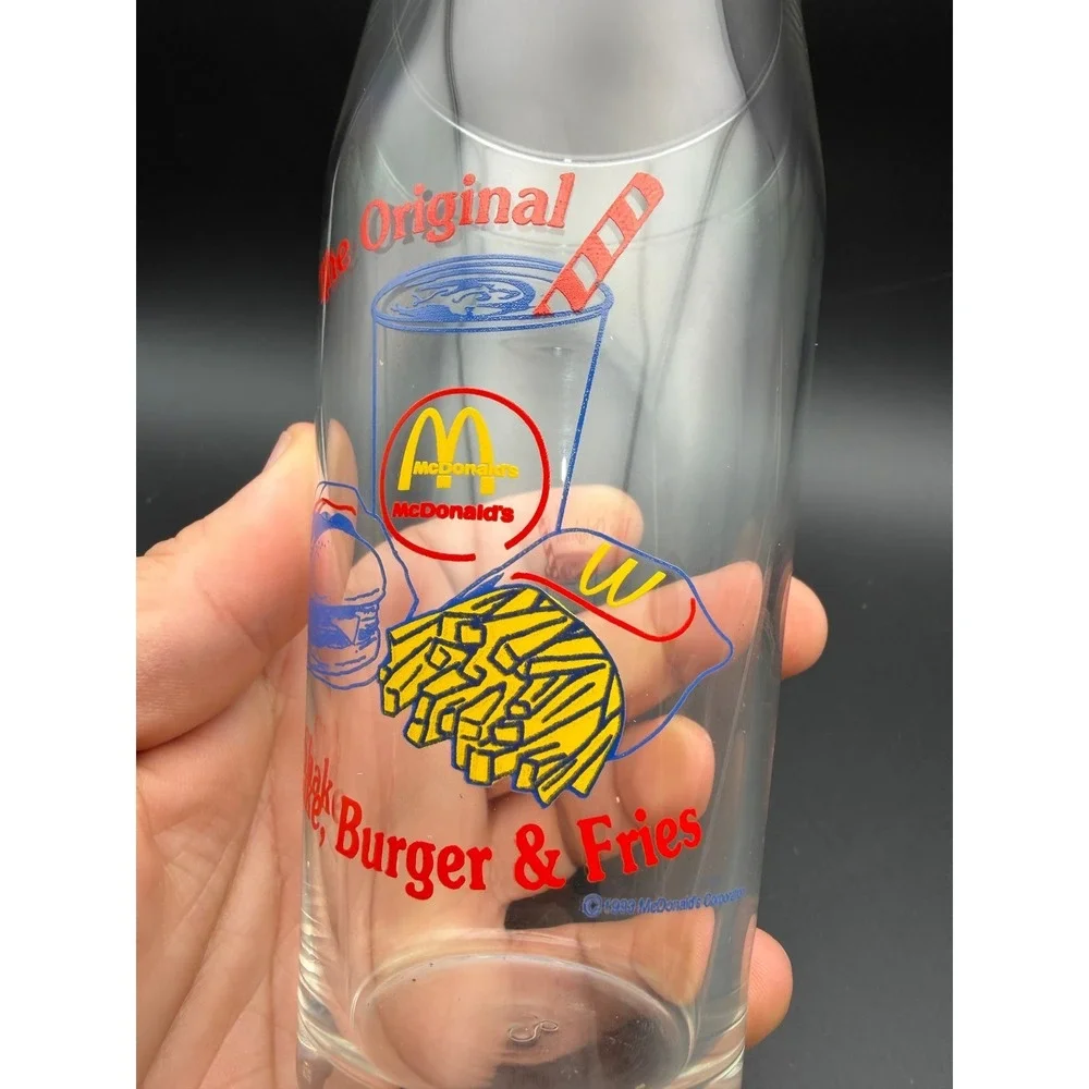 Vintage 1993 McDonalds The Original Shake Burger Fries Glass Collector Tumbler